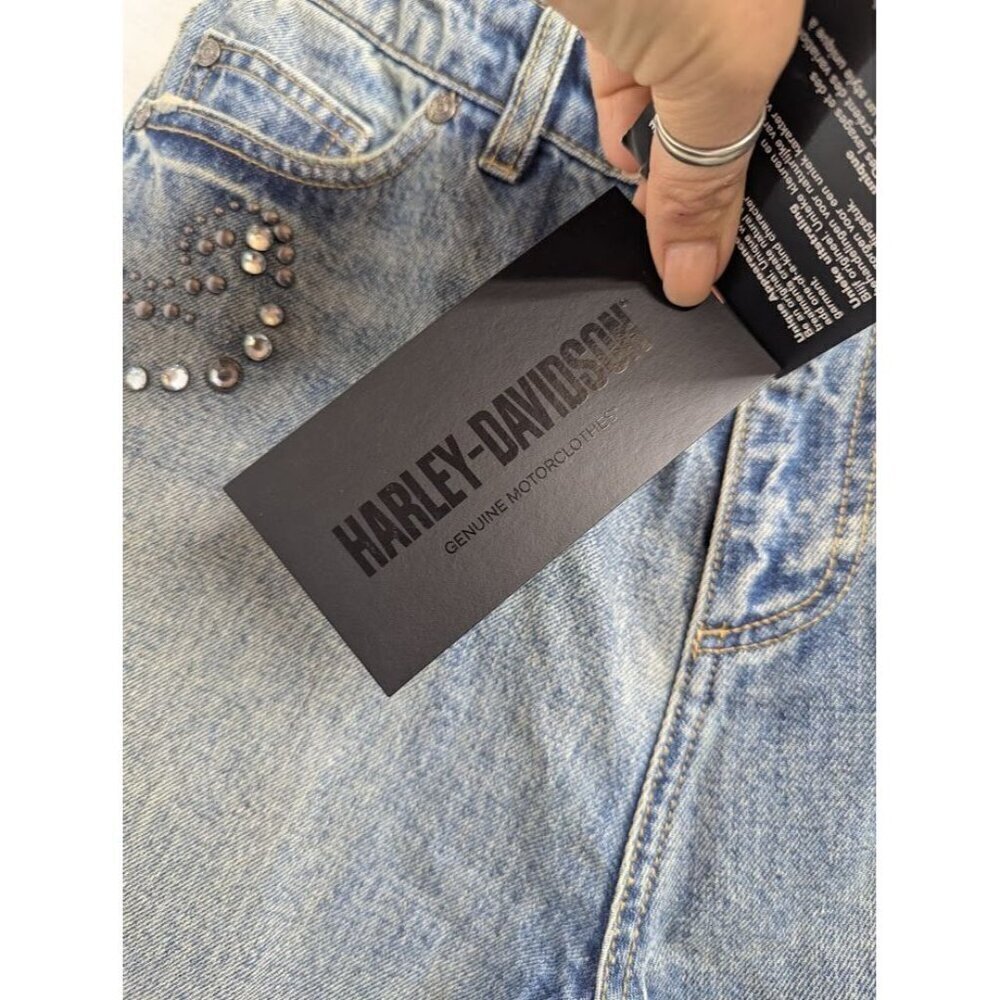 Harley Davidson studded out jeans womens size 31 embellished 100% cotton I8 - Picture 4 of 16